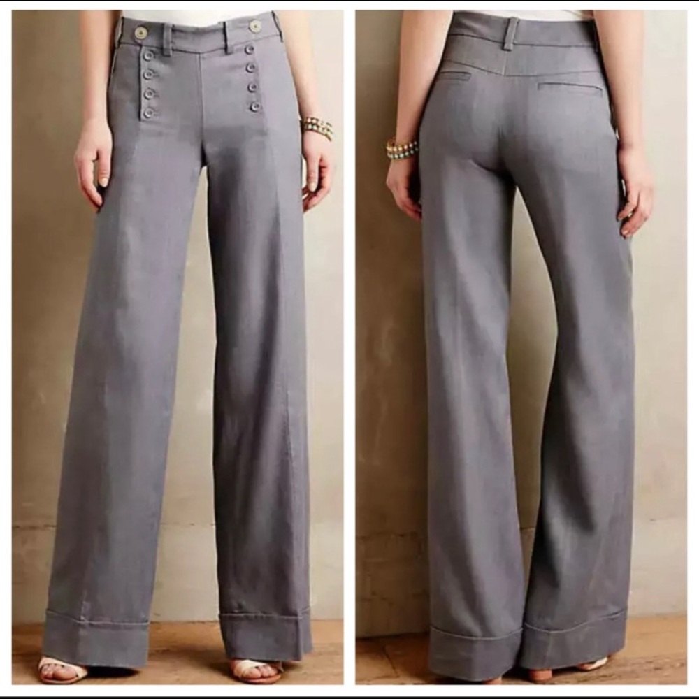 Anthropologie Elevenses Sailor Wide Leg Pants 6